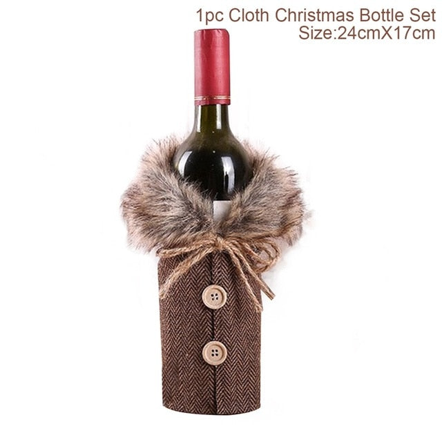 Christmas Wine Bottle Cover Merry Christmas Decorations For Home 2021 Natal Christmas Ornaments Xmas Gifts Happy New Year 2022