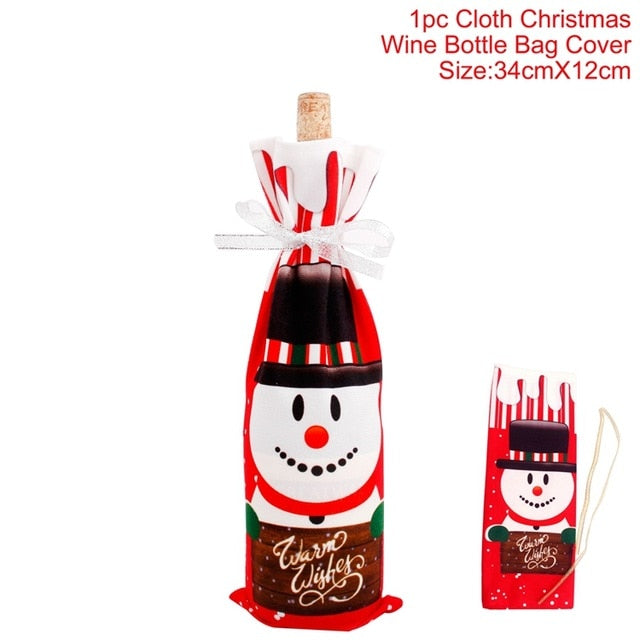 Christmas Wine Bottle Cover Merry Christmas Decorations For Home 2021 Natal Christmas Ornaments Xmas Gifts Happy New Year 2022