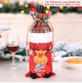 Christmas Wine Bottle Cover Merry Christmas Decorations For Home 2021 Natal Christmas Ornaments Xmas Gifts Happy New Year 2022