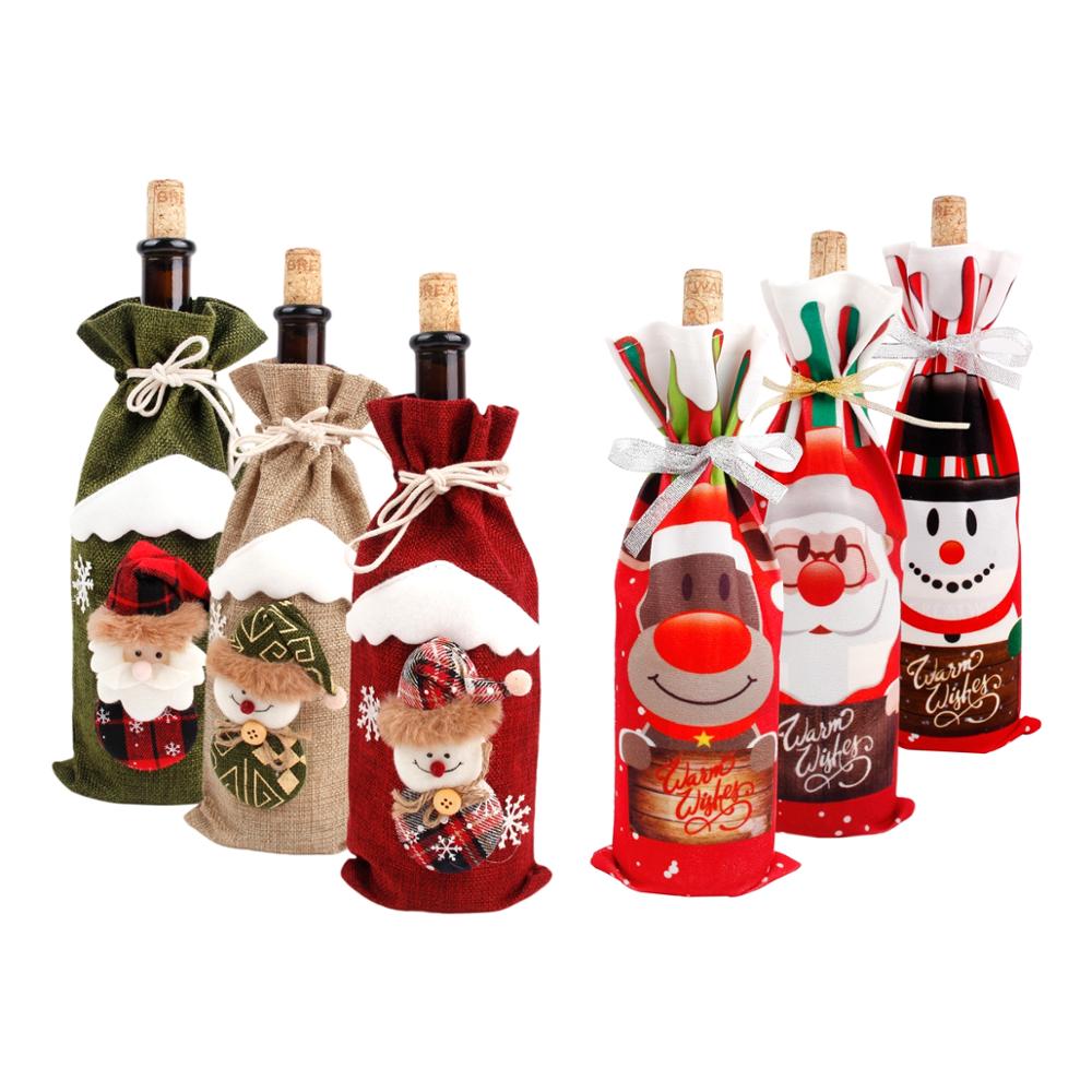 Christmas Wine Bottle Cover Merry Christmas Decorations For Home 2021 Natal Christmas Ornaments Xmas Gifts Happy New Year 2022