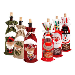 Christmas Wine Bottle Cover Merry Christmas Decorations For Home 2021 Natal Christmas Ornaments Xmas Gifts Happy New Year 2022