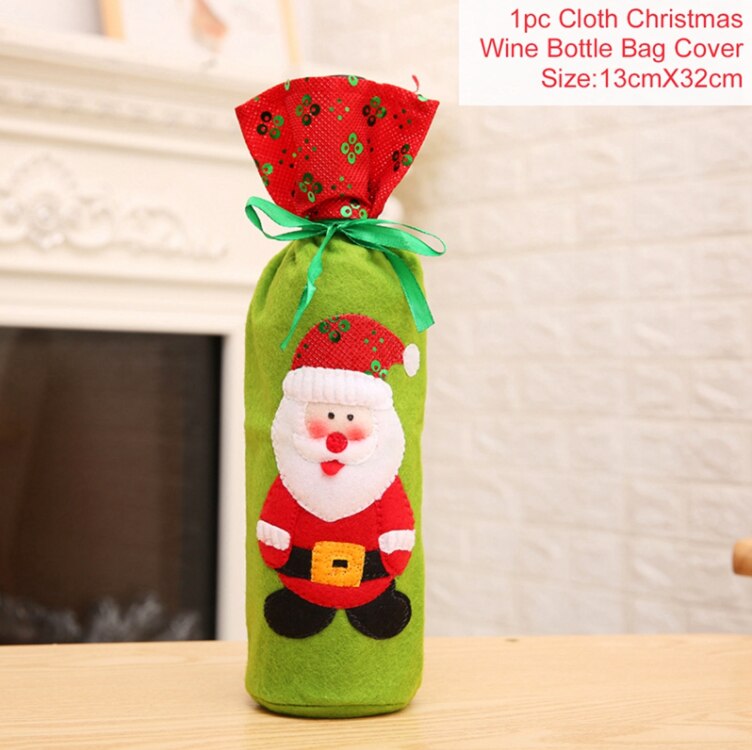 Christmas Wine Bottle Cover Merry Christmas Decorations For Home 2021 Natal Christmas Ornaments Xmas Gifts Happy New Year 2022