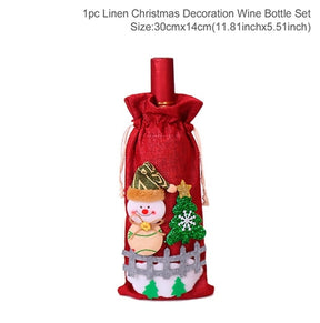 Christmas Wine Bottle Cover Merry Christmas Decorations For Home 2021 Natal Christmas Ornaments Xmas Gifts Happy New Year 2022