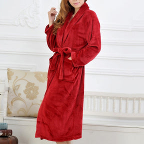 2022 Coral Fleece Long Robe Kimono Gown Winter Warm Flannel Nightdress Bathrobe Casual Sleepwear Intimate Lingerie Thicken Homewear