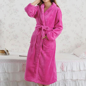 2022 Coral Fleece Long Robe Kimono Gown Winter Warm Flannel Nightdress Bathrobe Casual Sleepwear Intimate Lingerie Thicken Homewear