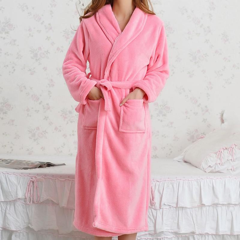 2022 Coral Fleece Long Robe Kimono Gown Winter Warm Flannel Nightdress Bathrobe Casual Sleepwear Intimate Lingerie Thicken Homewear
