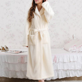 2022 Coral Fleece Long Robe Kimono Gown Winter Warm Flannel Nightdress Bathrobe Casual Sleepwear Intimate Lingerie Thicken Homewear