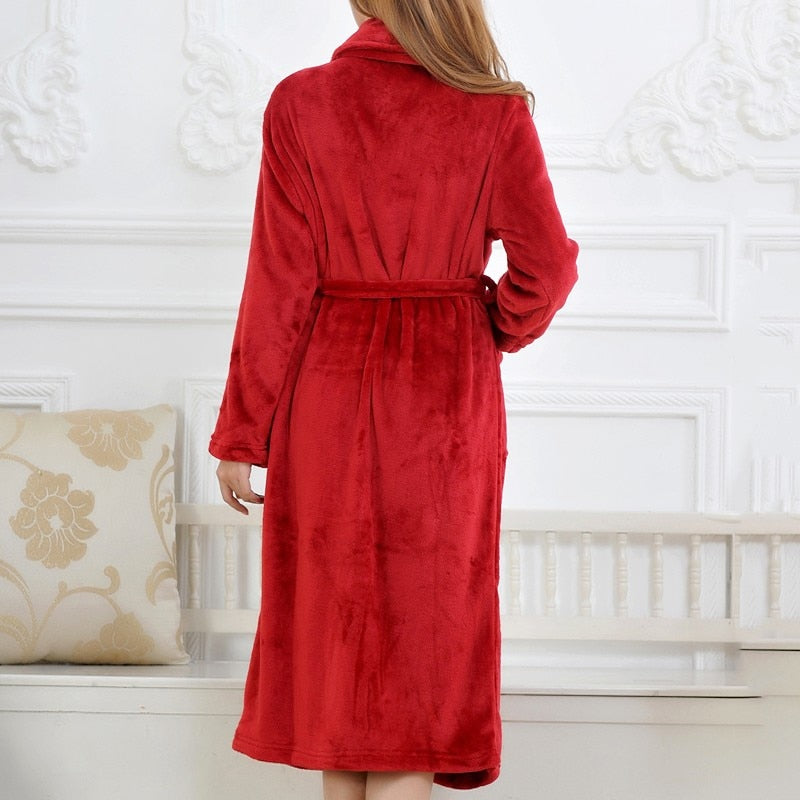 2022 Coral Fleece Long Robe Kimono Gown Winter Warm Flannel Nightdress Bathrobe Casual Sleepwear Intimate Lingerie Thicken Homewear