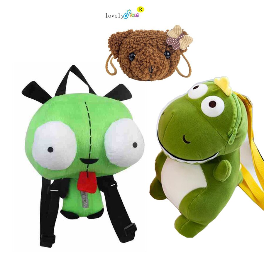 Creative Cartoon Stuffed Plush Backpack Dinosaur Shoulder Bag Alien Dog Backpack Birthday Party Gift Plush Toy Photography Props