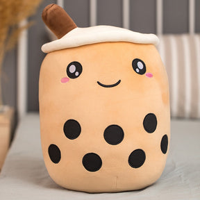 Cute Boba Milk Tea Plushie Toy Soft Stuffed Apple Pink Strawberry Taste Milk Tea Hug Pillow Balls Bubo Tea Cup Cushion