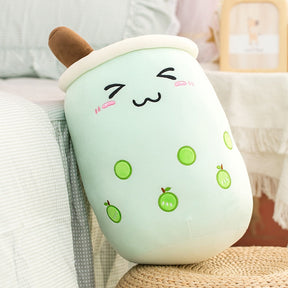 Cute Boba Milk Tea Plushie Toy Soft Stuffed Apple Pink Strawberry Taste Milk Tea Hug Pillow Balls Bubo Tea Cup Cushion