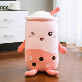 Cute Boba Milk Tea Plushie Toy Soft Stuffed Apple Pink Strawberry Taste Milk Tea Hug Pillow Balls Bubo Tea Cup Cushion