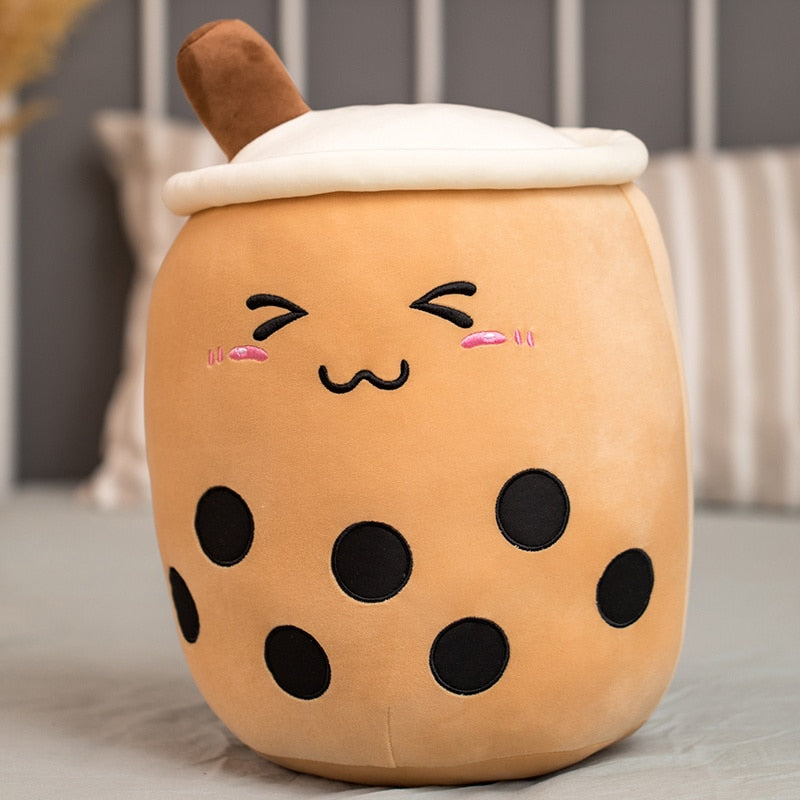 Cute Boba Milk Tea Plushie Toy Soft Stuffed Apple Pink Strawberry Taste Milk Tea Hug Pillow Balls Bubo Tea Cup Cushion