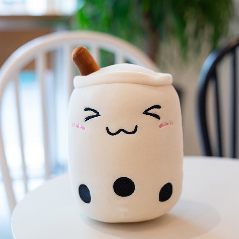 Cute Boba Milk Tea Plushie Toy Soft Stuffed Apple Pink Strawberry Taste Milk Tea Hug Pillow Balls Bubo Tea Cup Cushion