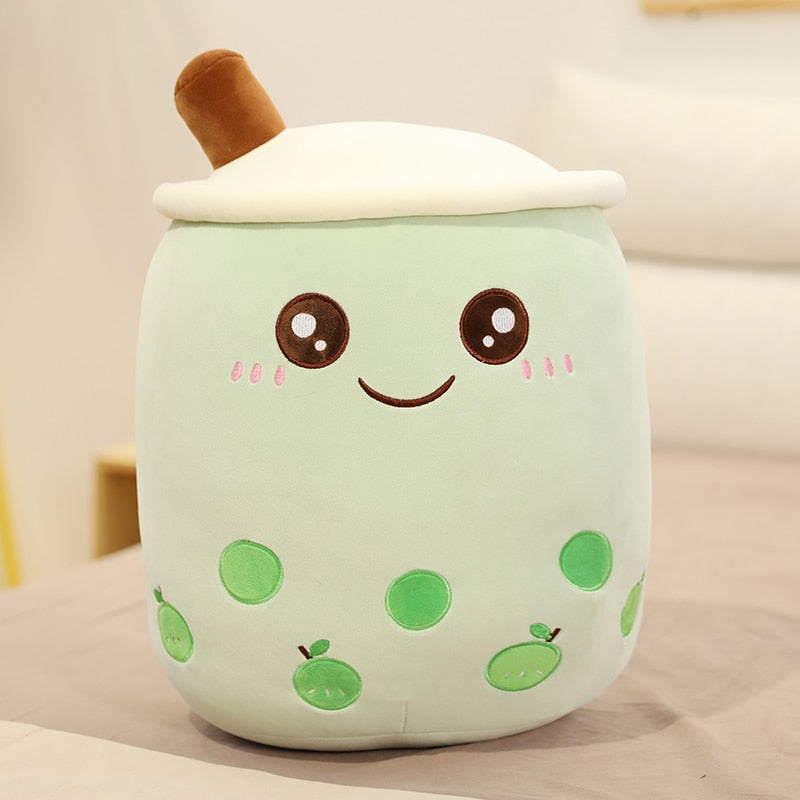 Cute Boba Milk Tea Plushie Toy Soft Stuffed Apple Pink Strawberry Taste Milk Tea Hug Pillow Balls Bubo Tea Cup Cushion