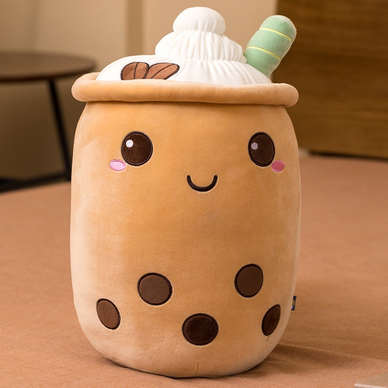 Cute Boba Milk Tea Plushie Toy Soft Stuffed Apple Pink Strawberry Taste Milk Tea Hug Pillow Balls Bubo Tea Cup Cushion