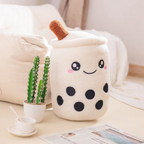 Cute Boba Milk Tea Plushie Toy Soft Stuffed Apple Pink Strawberry Taste Milk Tea Hug Pillow Balls Bubo Tea Cup Cushion