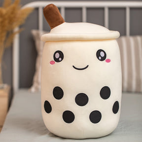 Cute Boba Milk Tea Plushie Toy Soft Stuffed Apple Pink Strawberry Taste Milk Tea Hug Pillow Balls Bubo Tea Cup Cushion