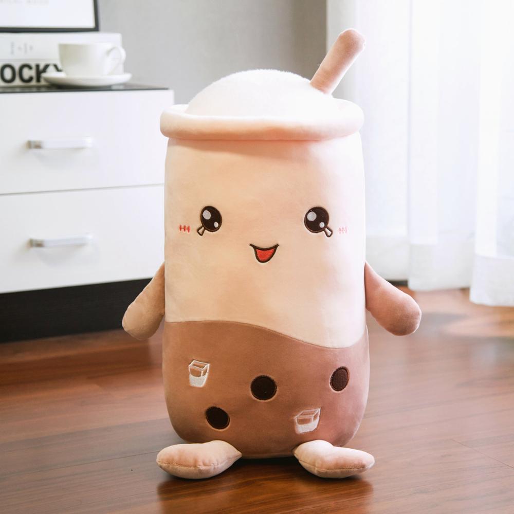 Cute Boba Milk Tea Plushie Toy Soft Stuffed Apple Pink Strawberry Taste Milk Tea Hug Pillow Balls Bubo Tea Cup Cushion