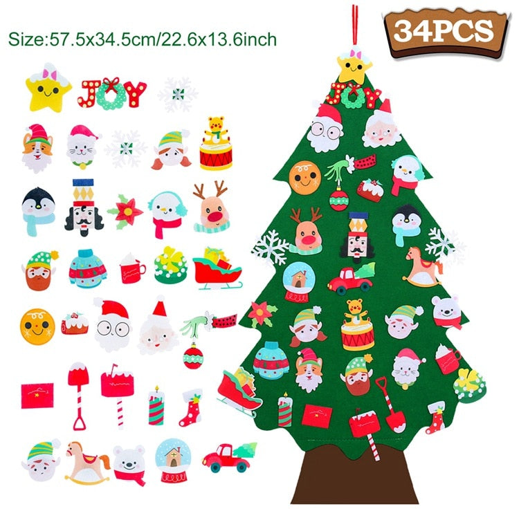 DIY Felt Christmas Tree Merry Christmas Decorations For Home 2022 Cristmas Ornament Xmas Navidad Gifts Santa Claus New Year Tree