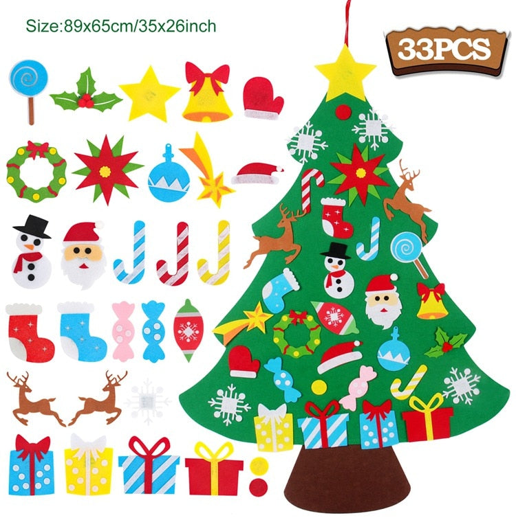 DIY Felt Christmas Tree Merry Christmas Decorations For Home 2022 Cristmas Ornament Xmas Navidad Gifts Santa Claus New Year Tree