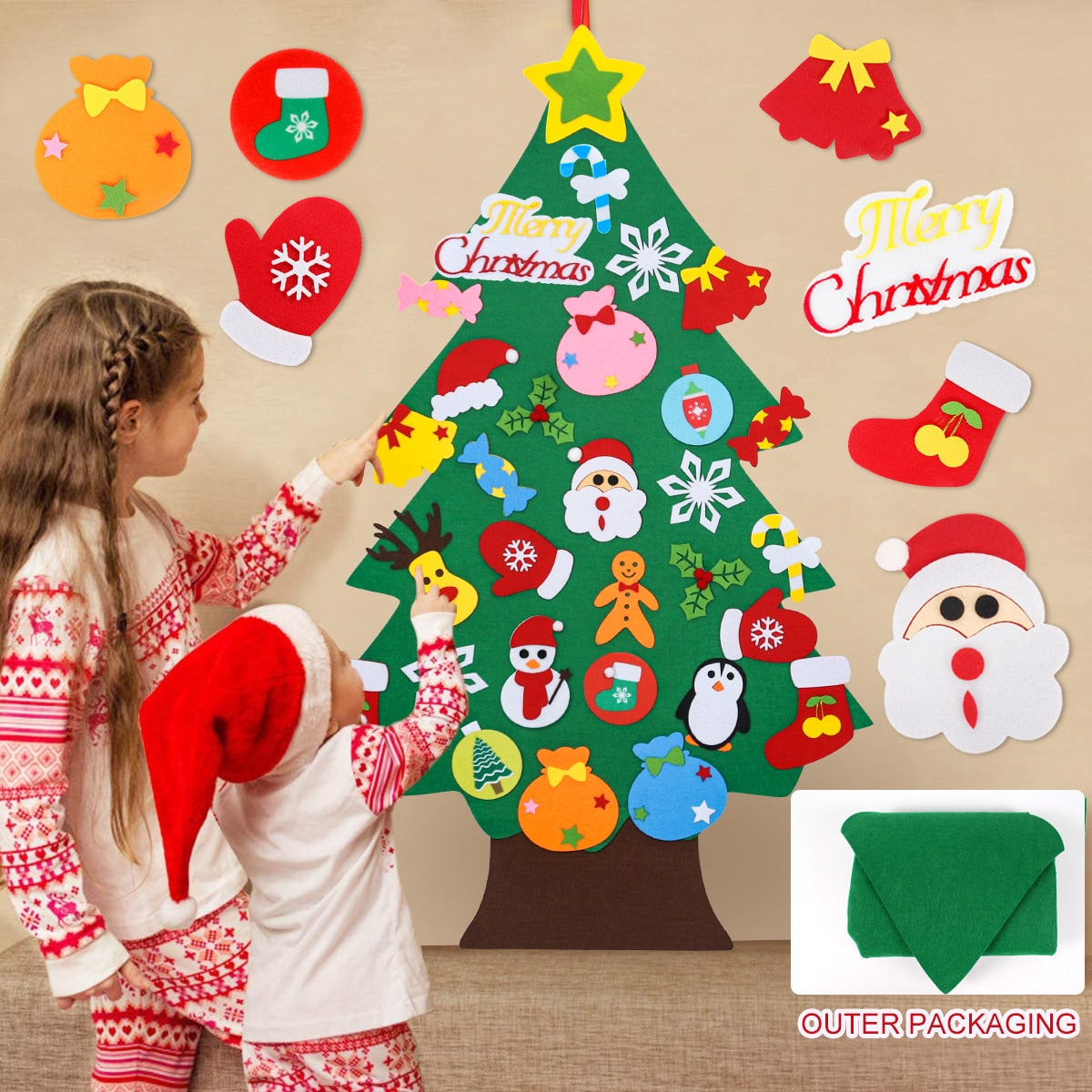 DIY Felt Christmas Tree Merry Christmas Decorations For Home 2022 Cristmas Ornament Xmas Navidad Gifts Santa Claus New Year Tree
