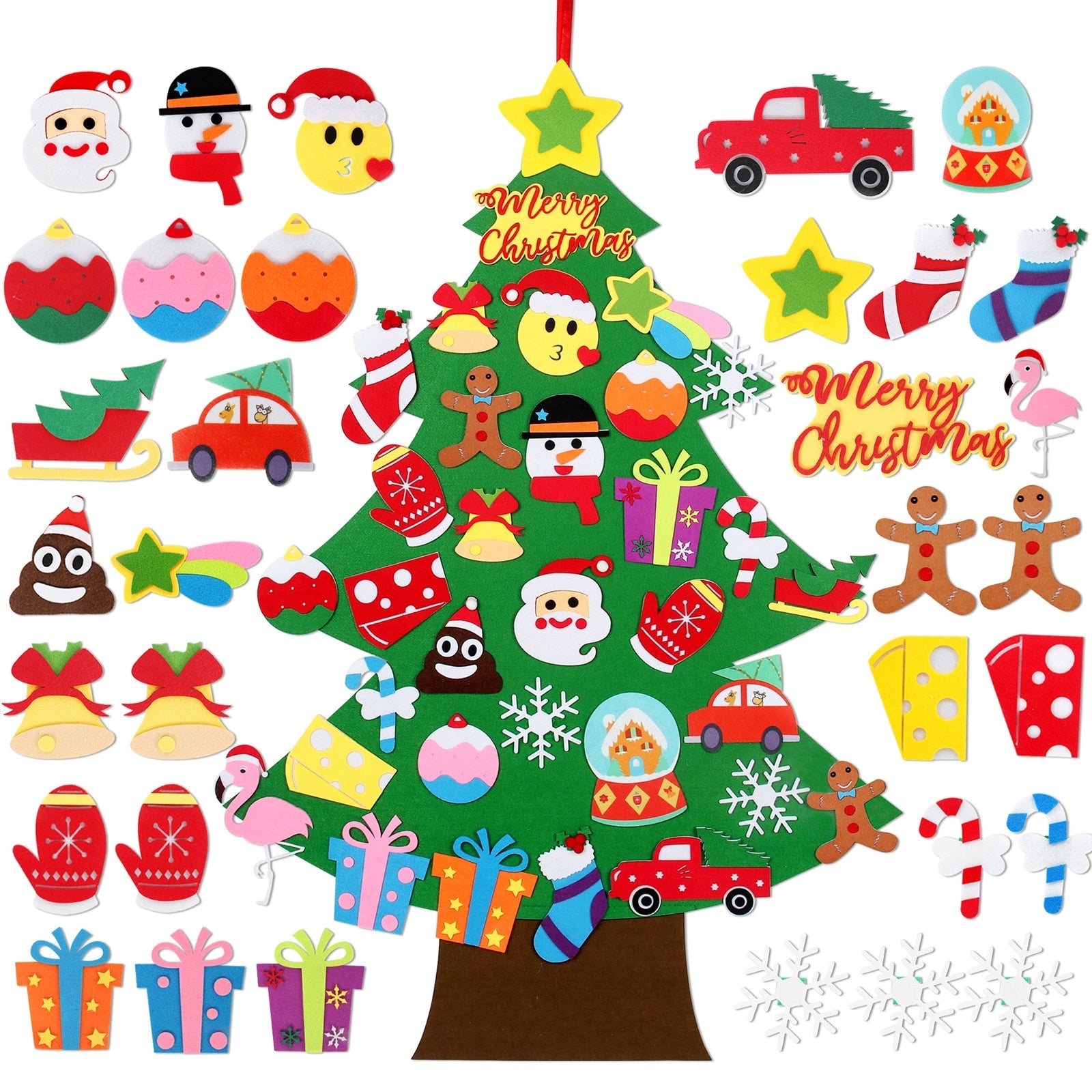 DIY Felt Christmas Tree Merry Christmas Decorations For Home 2022 Cristmas Ornament Xmas Navidad Gifts Santa Claus New Year Tree