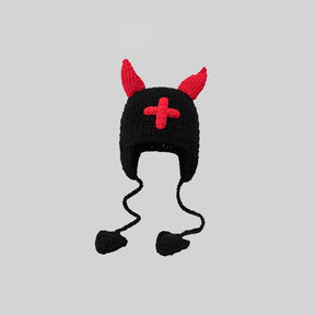 Devil Knit Horn Hat  for Men Women Warm Fun Fashionable Various Styles of Optional Halloween Decoration Balaclava Boy Streetwear