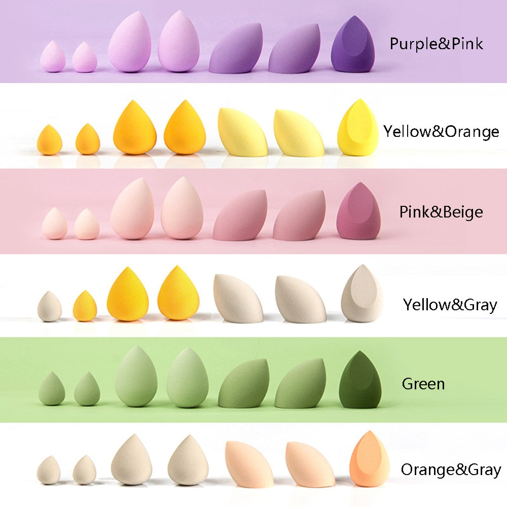 Different Sizes Makeup Sponge Dry&amp;Wet Use Cosmetic Puff Sponge maquiagem Foundation Powder Blush Beauty Tools with Storage Box