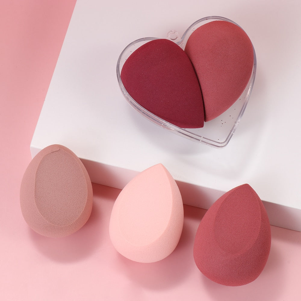 Different Sizes Makeup Sponge Dry&amp;Wet Use Cosmetic Puff Sponge maquiagem Foundation Powder Blush Beauty Tools with Storage Box