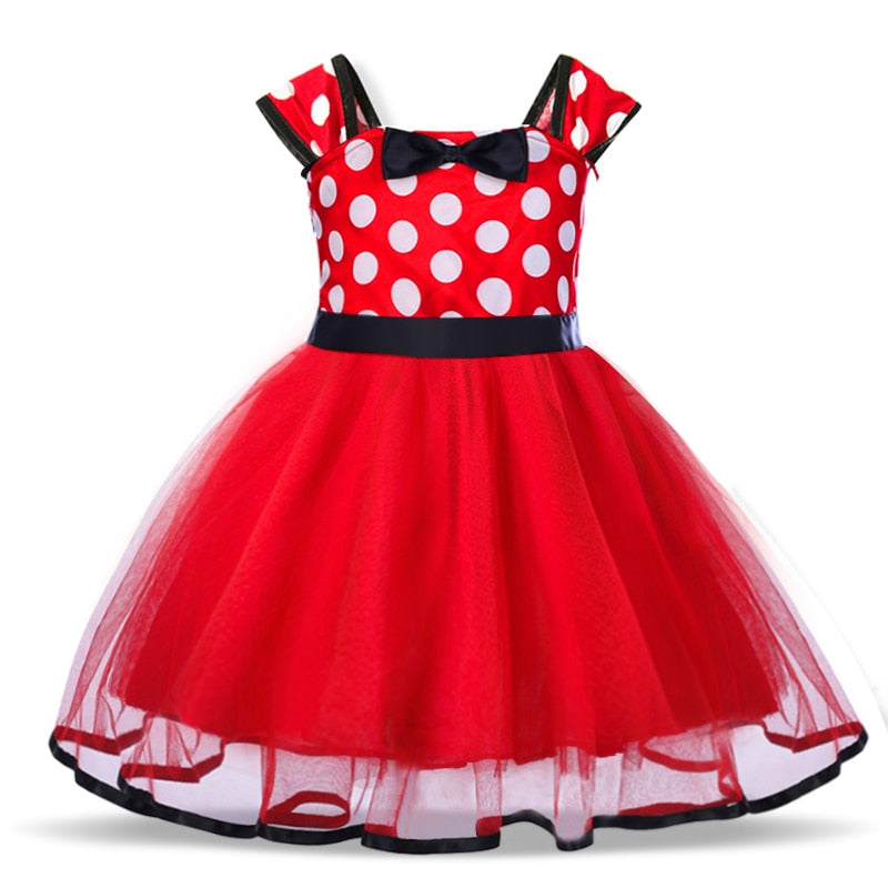 Fancy Baby Girls Clothes Mouse Dress Christmas Costume New Year Carnival Polka Dot Santa Dresses For Girls Holiday Party