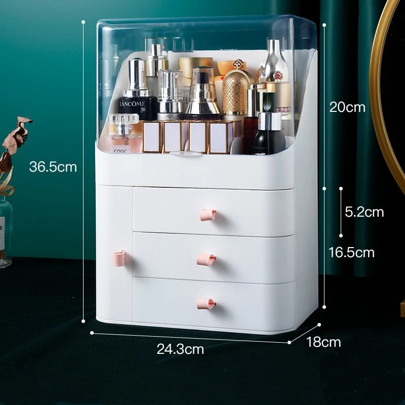 Fashion Big Capacity Cosmetic Storage Box Waterproof Dustproof Bathroom Desktop Beauty Makeup Organizer Skin Care Storage Drawer