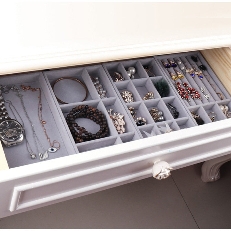 Fashion Portable Velvet Jewelry Ring Jewelry Display Organizer Box Tray Holder Earring Jewelry Storage Case Showcase