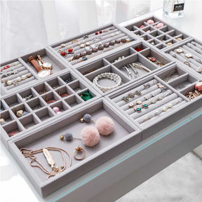 Fashion Portable Velvet Jewelry Ring Jewelry Display Organizer Box Tray Holder Earring Jewelry Storage Case Showcase