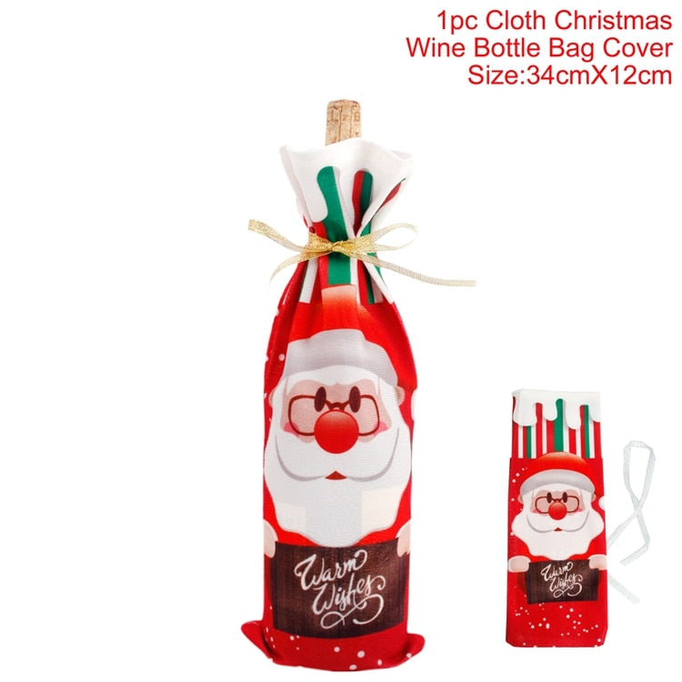 Christmas Decorations for Home Santa Claus Wine Bottle Cover Snowman Stocking Gift Holders Xmas Navidad Decor New Year