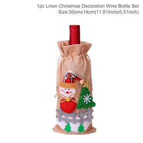 Christmas Decorations for Home Santa Claus Wine Bottle Cover Snowman Stocking Gift Holders Xmas Navidad Decor New Year