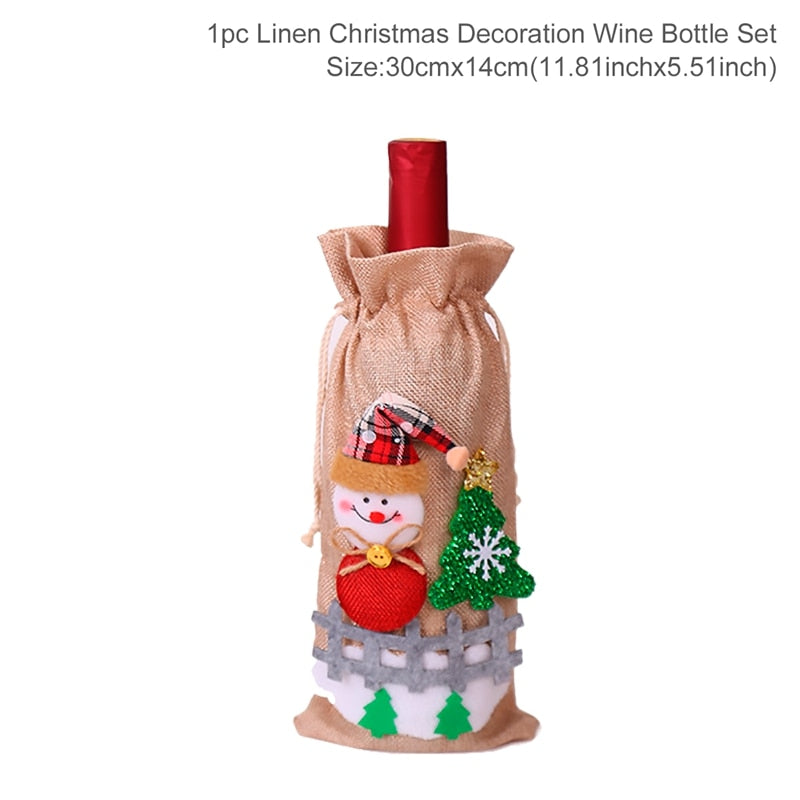 Christmas Decorations for Home Santa Claus Wine Bottle Cover Snowman Stocking Gift Holders Xmas Navidad Decor New Year