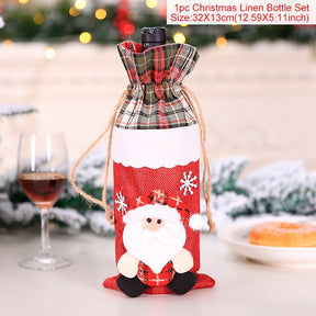 Christmas Decorations for Home Santa Claus Wine Bottle Cover Snowman Stocking Gift Holders Xmas Navidad Decor New Year