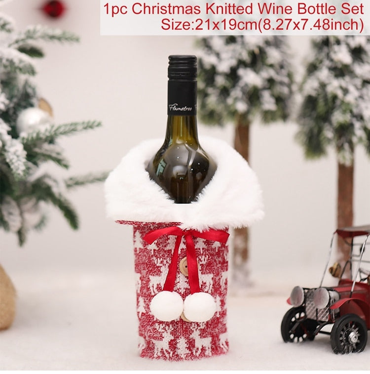 Christmas Decorations for Home Santa Claus Wine Bottle Cover Snowman Stocking Gift Holders Xmas Navidad Decor New Year