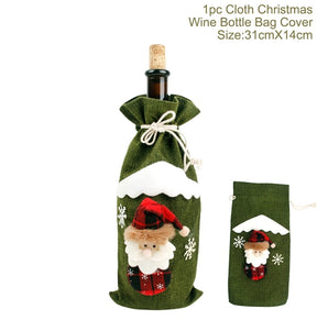 Christmas Decorations for Home Santa Claus Wine Bottle Cover Snowman Stocking Gift Holders Xmas Navidad Decor New Year