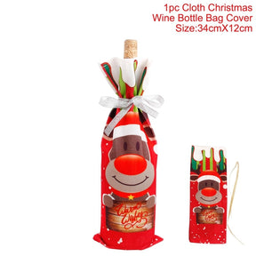 Christmas Decorations for Home Santa Claus Wine Bottle Cover Snowman Stocking Gift Holders Xmas Navidad Decor New Year