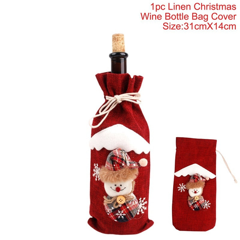 Christmas Decorations for Home Santa Claus Wine Bottle Cover Snowman Stocking Gift Holders Xmas Navidad Decor New Year