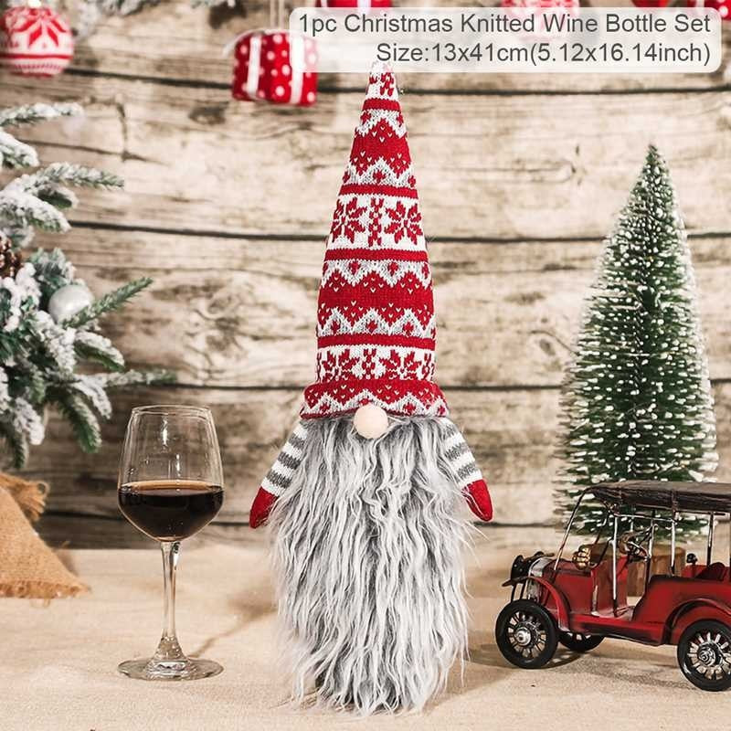 Christmas Decorations for Home Santa Claus Wine Bottle Cover Snowman Stocking Gift Holders Xmas Navidad Decor New Year