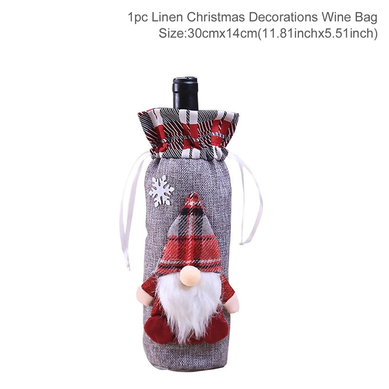 Christmas Decorations for Home Santa Claus Wine Bottle Cover Snowman Stocking Gift Holders Xmas Navidad Decor New Year