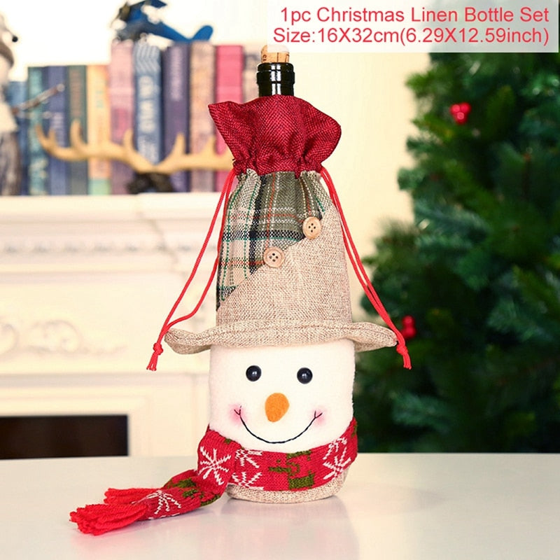 Christmas Decorations for Home Santa Claus Wine Bottle Cover Snowman Stocking Gift Holders Xmas Navidad Decor New Year