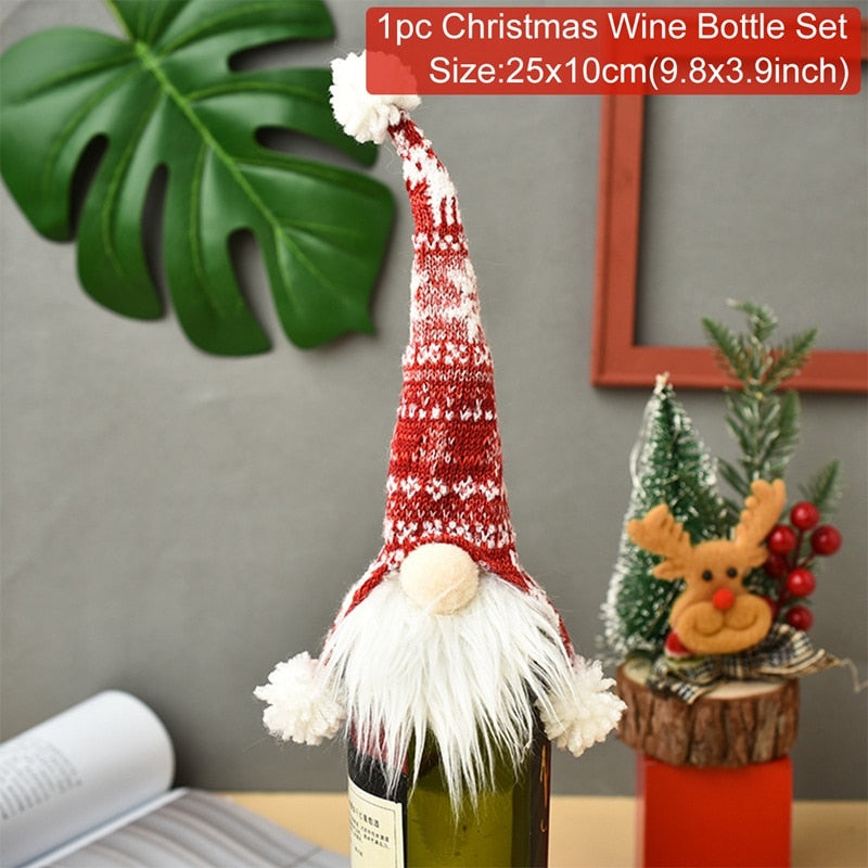 Christmas Decorations for Home Santa Claus Wine Bottle Cover Snowman Stocking Gift Holders Xmas Navidad Decor New Year