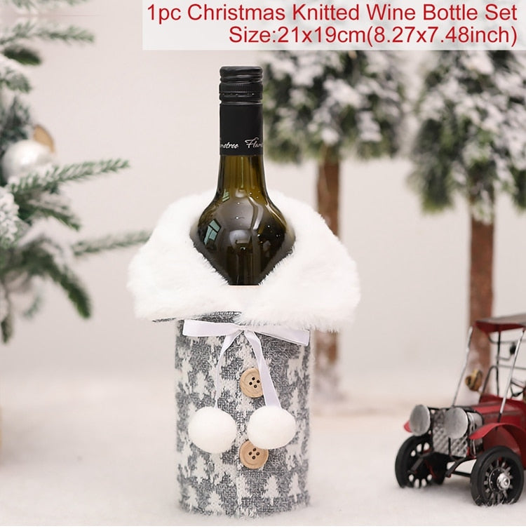 Christmas Decorations for Home Santa Claus Wine Bottle Cover Snowman Stocking Gift Holders Xmas Navidad Decor New Year