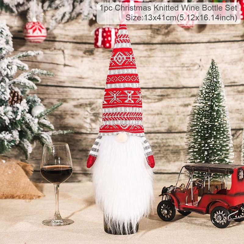 Christmas Decorations for Home Santa Claus Wine Bottle Cover Snowman Stocking Gift Holders Xmas Navidad Decor New Year