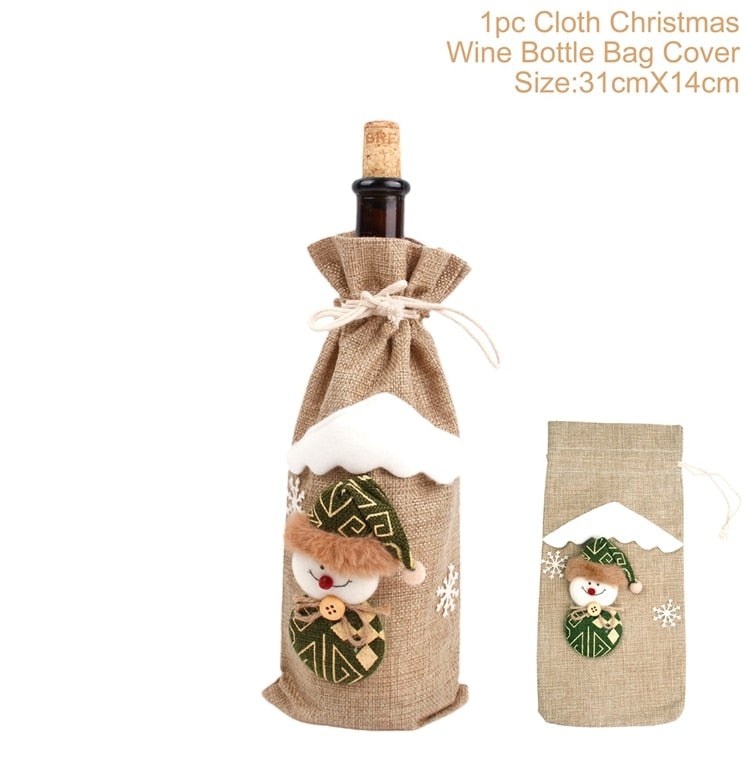 Christmas Decorations for Home Santa Claus Wine Bottle Cover Snowman Stocking Gift Holders Xmas Navidad Decor New Year