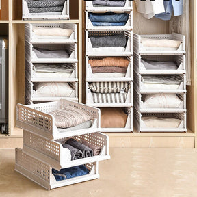 Foldable Clothes Organizer 2022 Wardrobe Storage Drawer Closet Layered Box Separator Partitions Rack Kitchen Bathroom Shelf